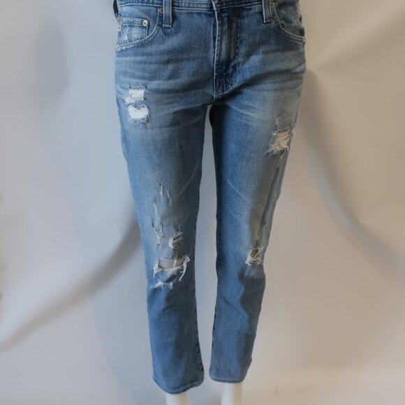 Mens AG Adriano Goldschmied "The Dylan The Skinnies" Blue Distressed Jeans 33 - Picture 2 of 6